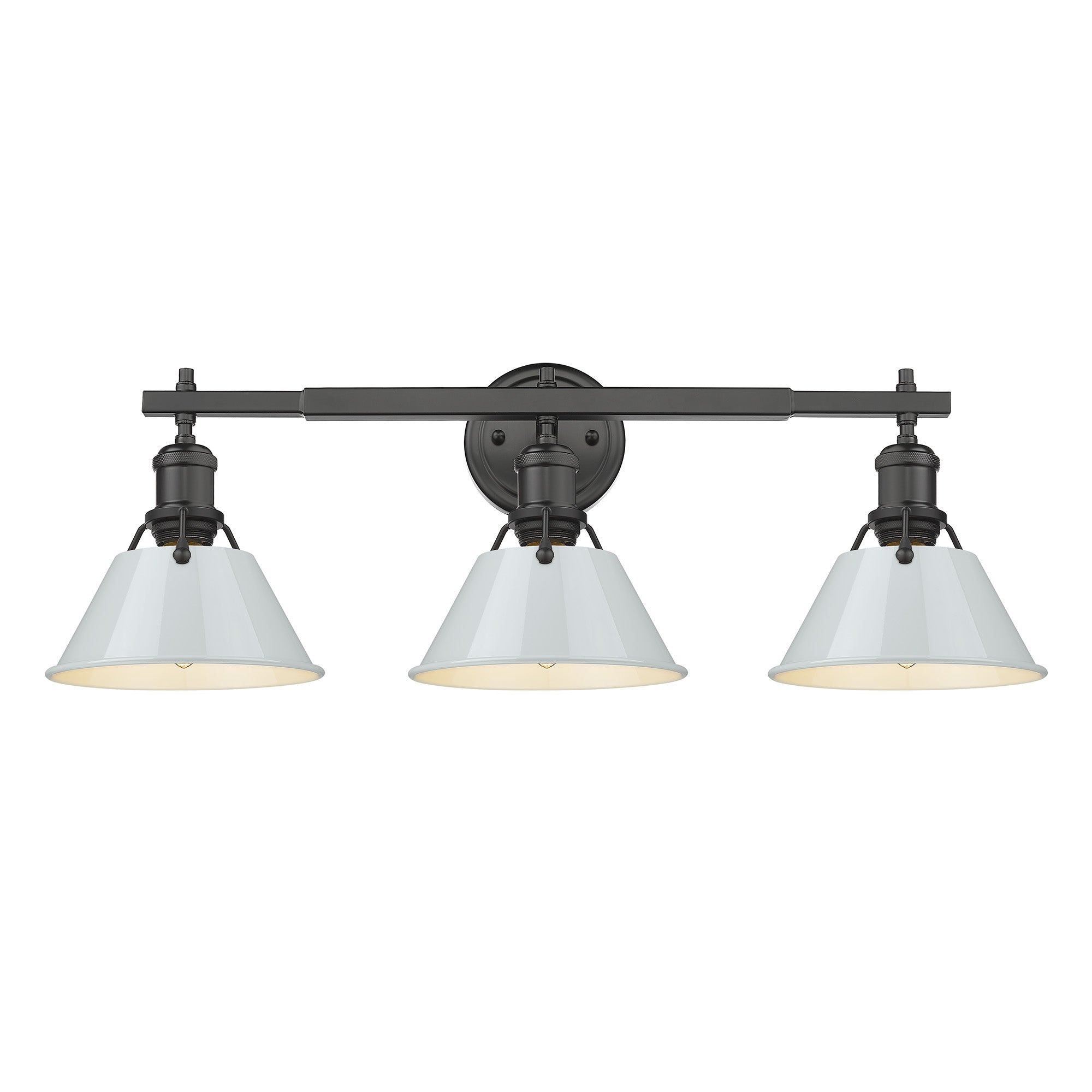 Yep by Golden Lighting Orwell 3-light Vanity in Matte Black and Dusky Blue shade - - Golden Lighting
