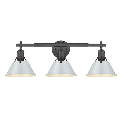 Yep by Golden Lighting Orwell 3-light Vanity in Matte Black and Dusky Blue shade - - Golden Lighting