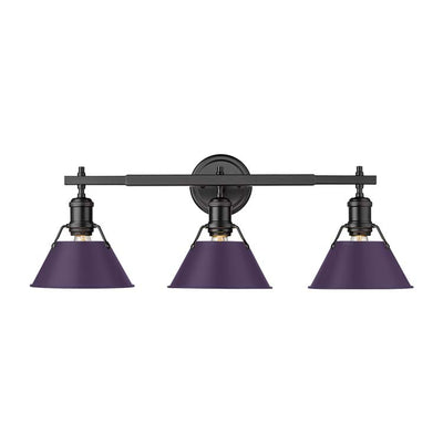 Yep by Golden Lighting Orwell 3-light Vanity in Matte Black and Exotic Purple shade - - Golden Lighting