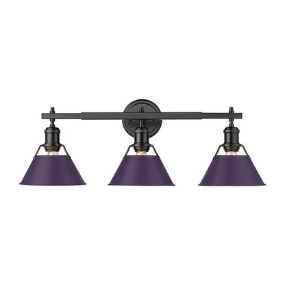 Yep by Golden Lighting Orwell 3-light Vanity in Matte Black and Exotic Purple shade - - Golden Lighting