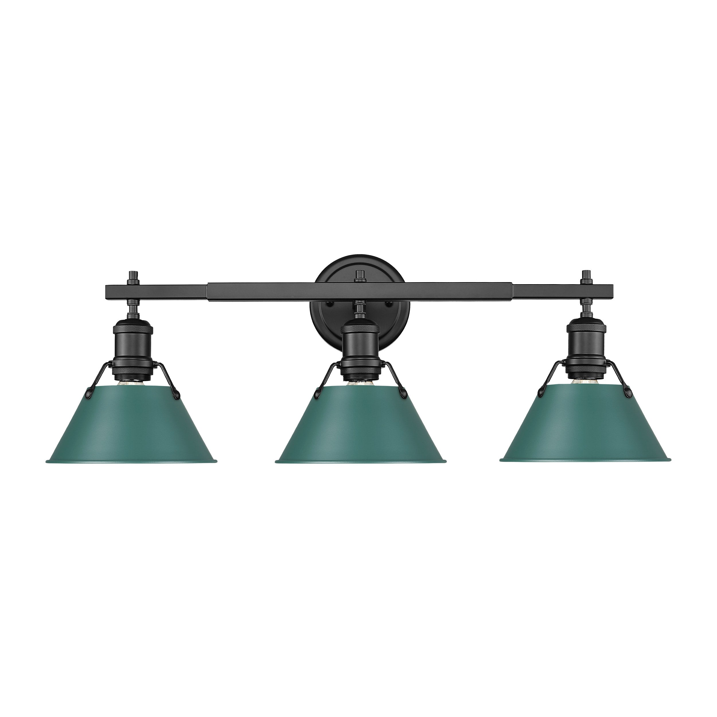 Yep by Golden Lighting Orwell 3-light Vanity in Matte Black and Pine Green shade - - Golden Lighting