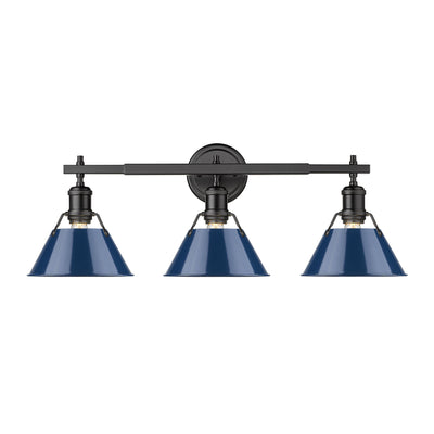 Yep by Golden Lighting Orwell 3-light Vanity in Matte Black and Navy Blue shade - - Golden Lighting