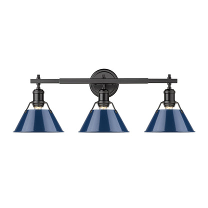 Yep by Golden Lighting Orwell 3-light Vanity in Matte Black and Navy Blue shade - - Golden Lighting