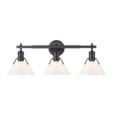 Yep by Golden Lighting Orwell 3-light Vanity in Matte Black and Opal Glass - - Golden Lighting