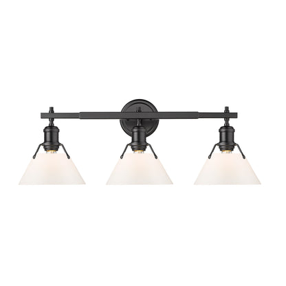 Yep by Golden Lighting Orwell 3-light Vanity in Matte Black and Opal Glass - - Golden Lighting