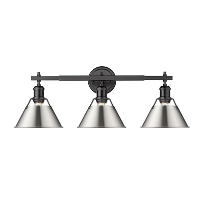 Yep by Golden Lighting Orwell 3-light Vanity in Matte Black and Pewter shade - - Golden Lighting