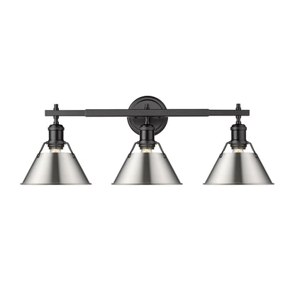 Yep by Golden Lighting Orwell 3-light Vanity in Matte Black and Pewter shade - - Golden Lighting