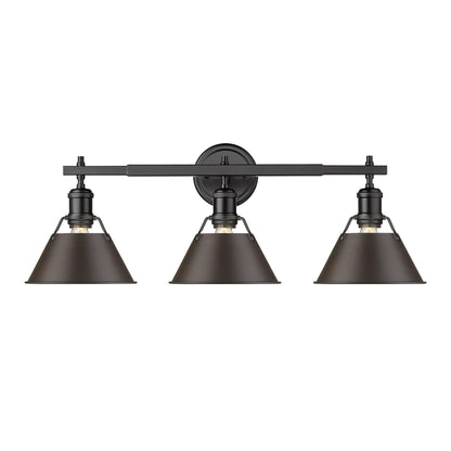 Yep by Golden Lighting Orwell 3-light Vanity in Matte Black and Rubbed Bronze shade - - Golden Lighting