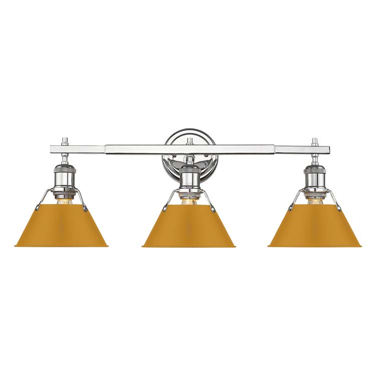 Yep by Golden Lighting Orwell 3-light Vanity in Chrome and Auric Yellow shade - - Golden Lighting