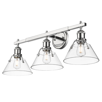 Yep by Golden Lighting Orwell 3-light Vanity in Chrome and Clear Glass - - Golden Lighting