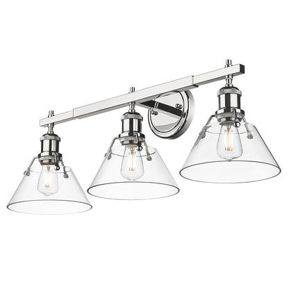 Yep by Golden Lighting Orwell 3-light Vanity in Chrome and Clear Glass - - Golden Lighting