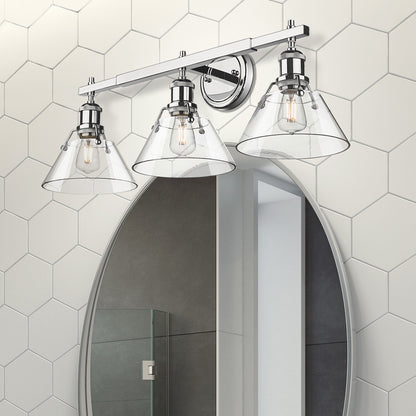 Yep by Golden Lighting Orwell 3-light Vanity in Chrome and Clear Glass - - Golden Lighting