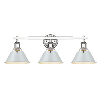 Yep by Golden Lighting Orwell 3-light Vanity in Chrome and Dusky Blue shade - - Golden Lighting