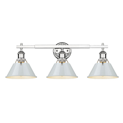 Yep by Golden Lighting Orwell 3-light Vanity in Chrome and Dusky Blue shade - - Golden Lighting