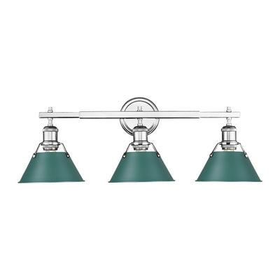 Yep by Golden Lighting Orwell 3-light Vanity in Chrome and Pine Green shade - - Golden Lighting