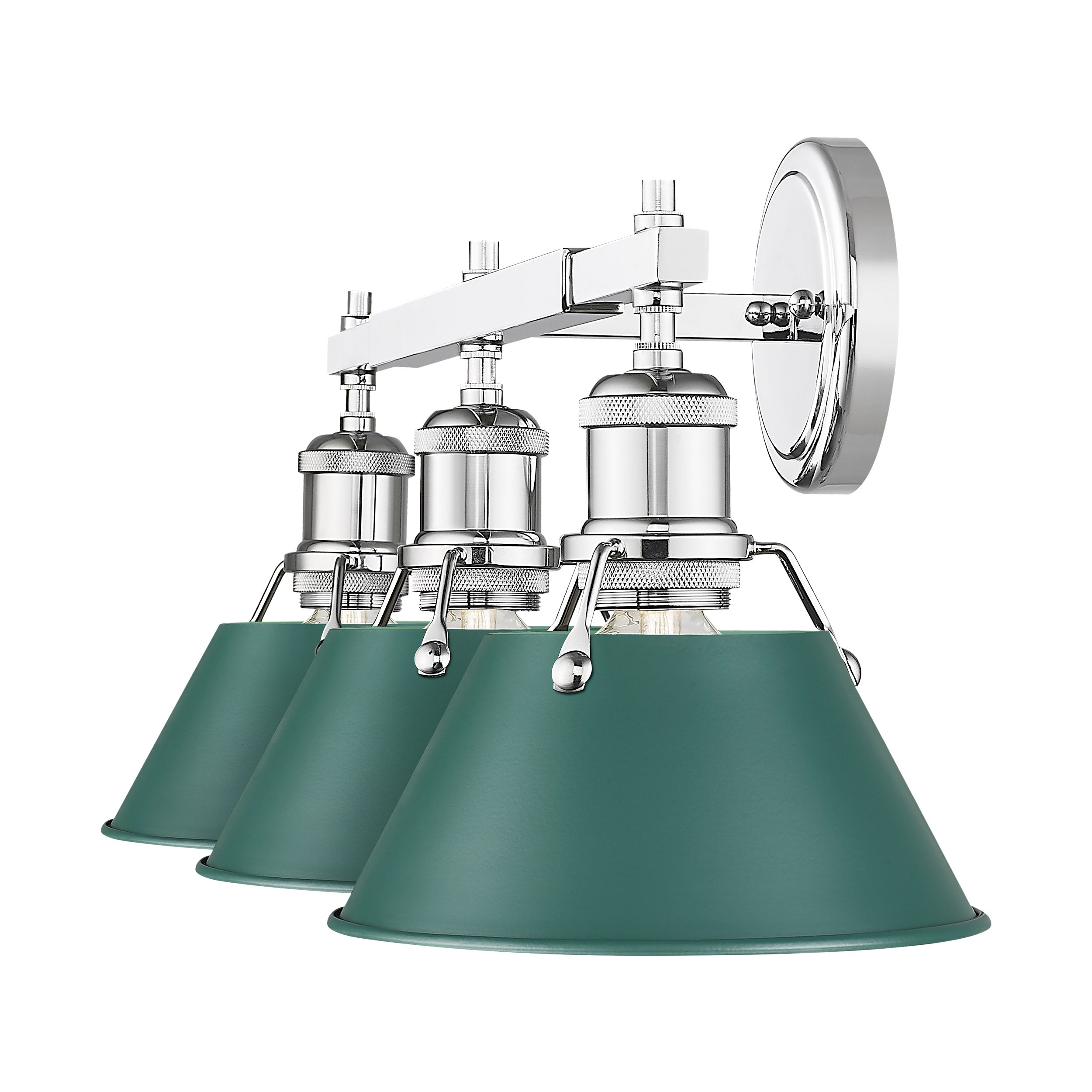 Yep by Golden Lighting Orwell 3-light Vanity in Chrome and Pine Green shade - - Golden Lighting