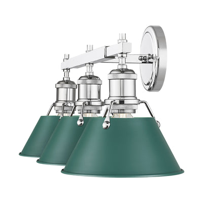 Yep by Golden Lighting Orwell 3-light Vanity in Chrome and Pine Green shade - - Golden Lighting