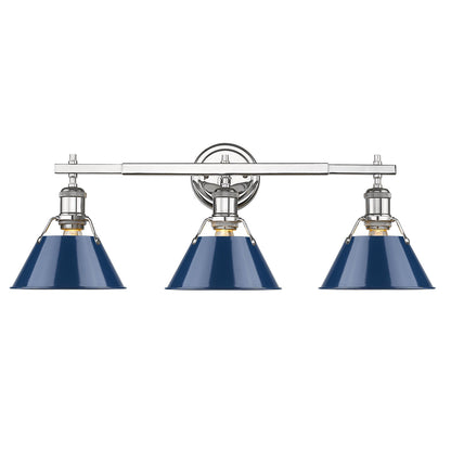 Yep by Golden Lighting Orwell 3-light Vanity in Chrome and Navy Blue shade - - Golden Lighting