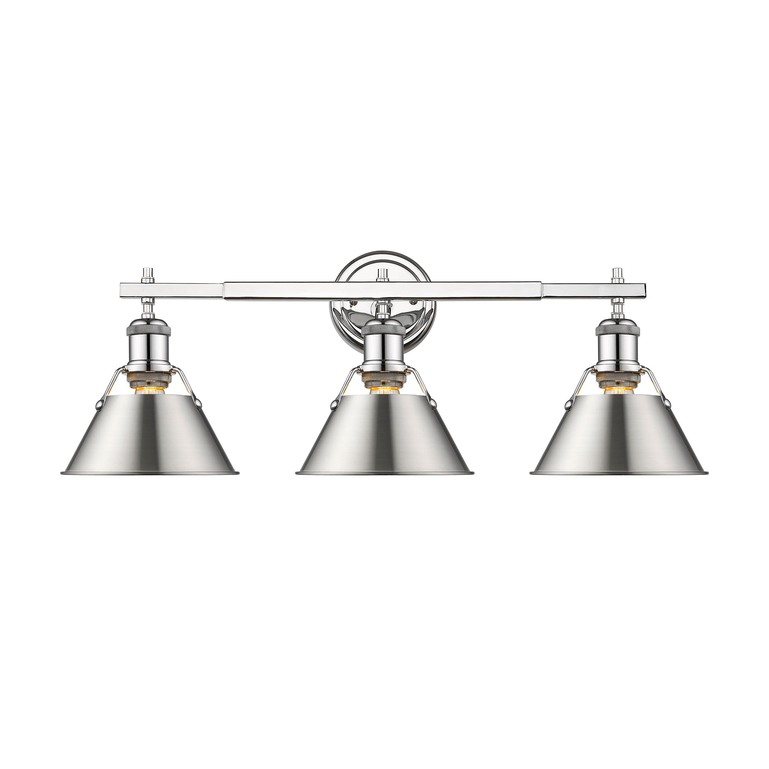 Yep by Golden Lighting Orwell 3-light Vanity in Chrome and Pewter shade - - Golden Lighting