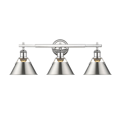 Yep by Golden Lighting Orwell 3-light Vanity in Chrome and Pewter shade - - Golden Lighting