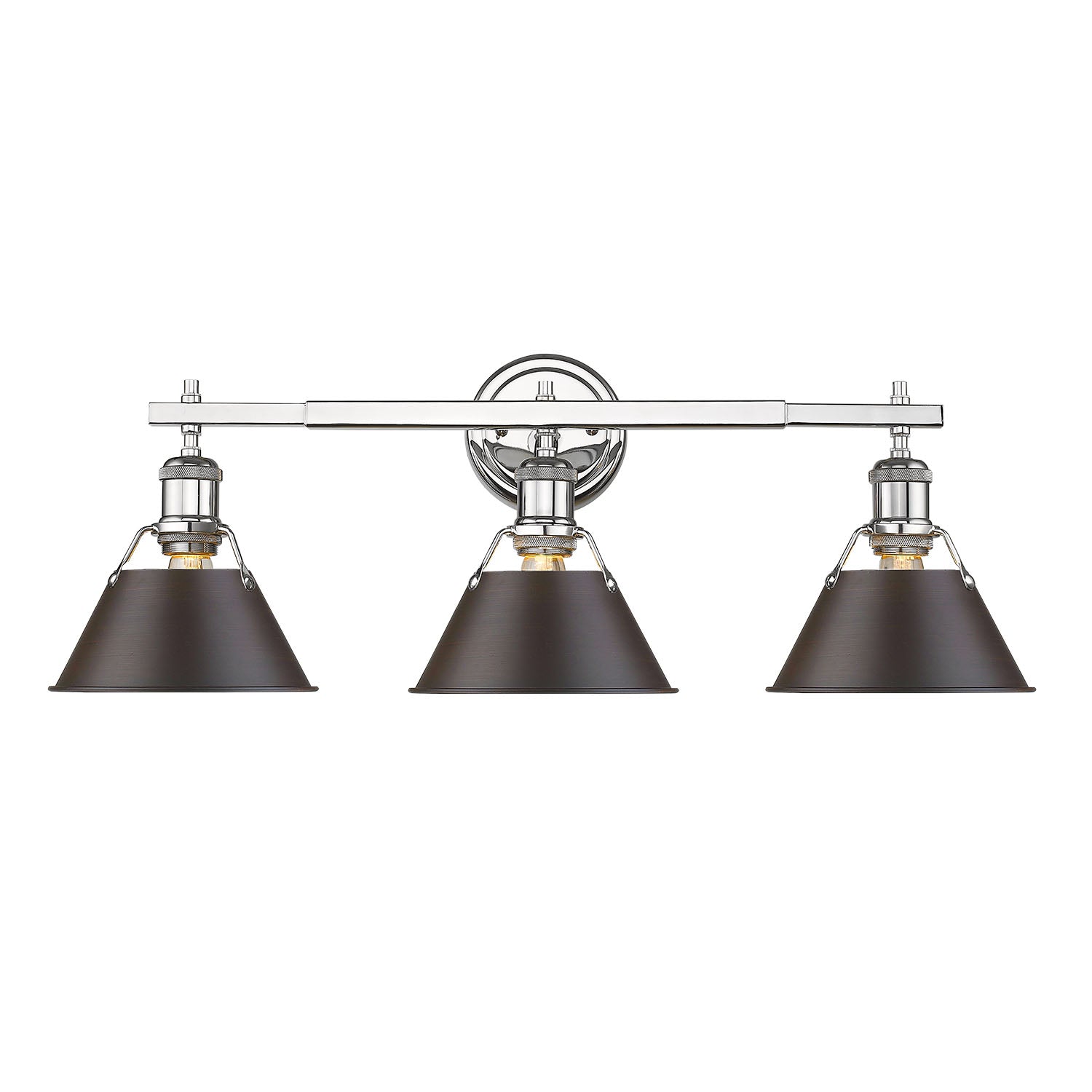 Yep by Golden Lighting Orwell 3-light Vanity in Chrome and Rubbed Bronze shade - - Golden Lighting