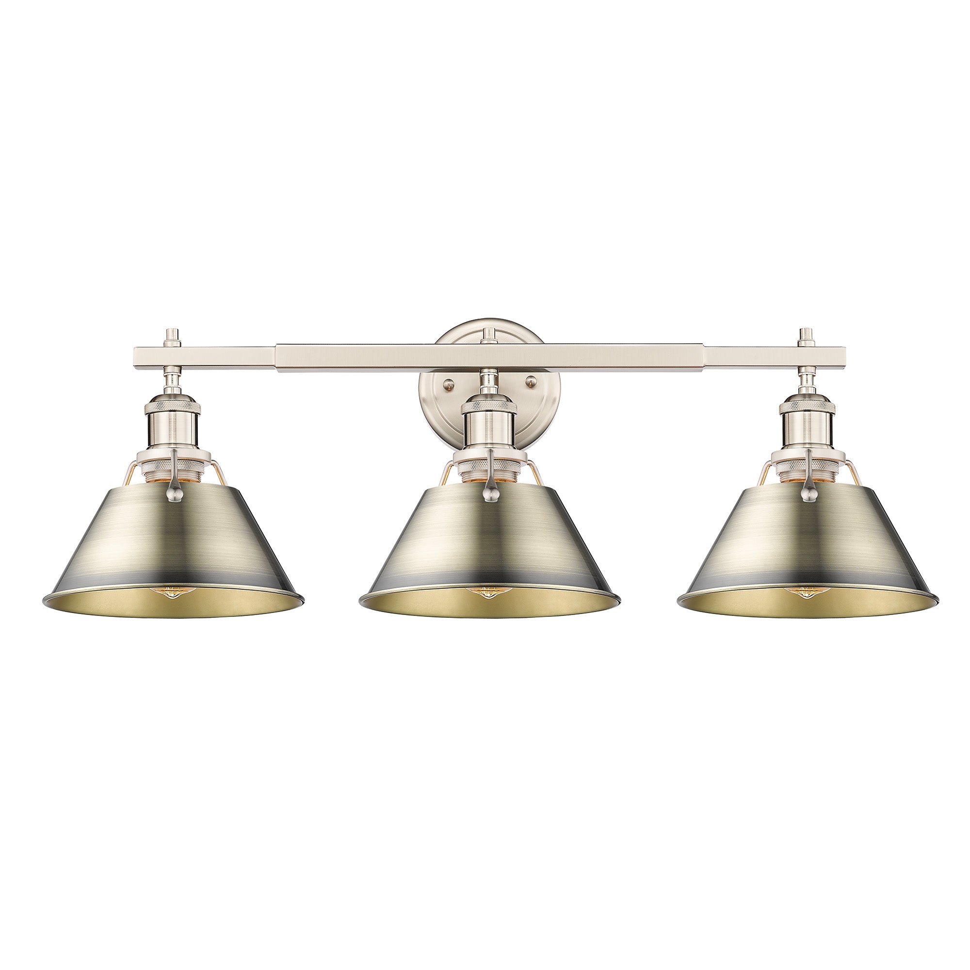 Yep by Golden Lighting Orwell 3-light Vanity in Pewter and Aged Brass shade - - Golden Lighting