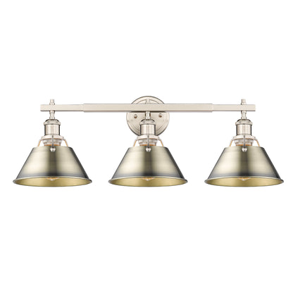 Yep by Golden Lighting Orwell 3-light Vanity in Pewter and Aged Brass shade - - Golden Lighting
