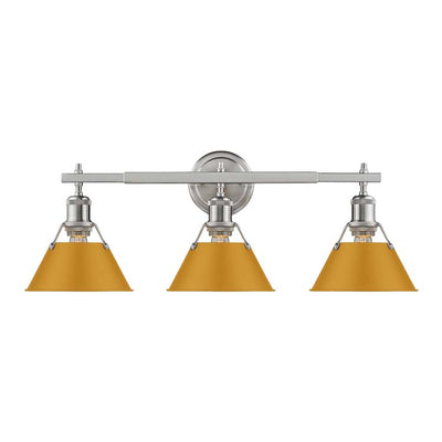 Yep by Golden Lighting Orwell 3-light Vanity in Pewter and Auric Yellow shade - - Golden Lighting