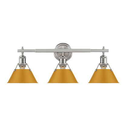 Yep by Golden Lighting Orwell 3-light Vanity in Pewter and Auric Yellow shade - - Golden Lighting