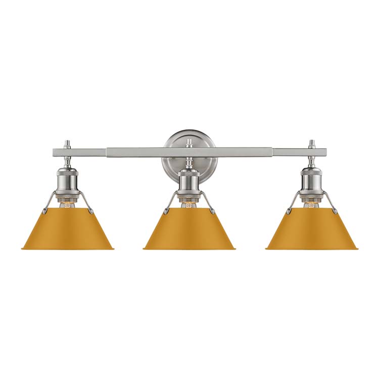 Yep by Golden Lighting Orwell 3-light Vanity in Pewter and Auric Yellow shade - - Golden Lighting