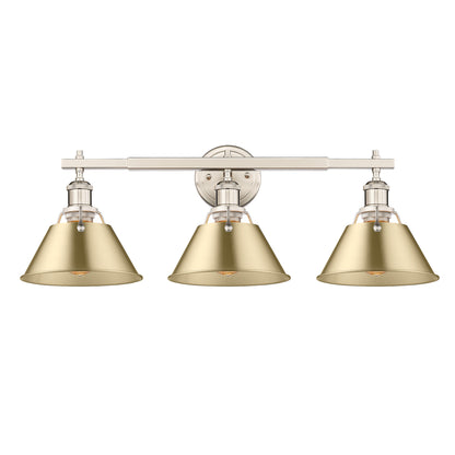 Yep by Golden Lighting Orwell 3-light Vanity in Pewter and Brushed Champagne Brass shade - - Golden Lighting