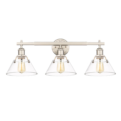 Yep by Golden Lighting Orwell 3-light Vanity in Pewter and Clear Glass - - Golden Lighting