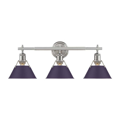 Yep by Golden Lighting Orwell 3-light Vanity in Pewter and Exotic Purple shade - - Golden Lighting