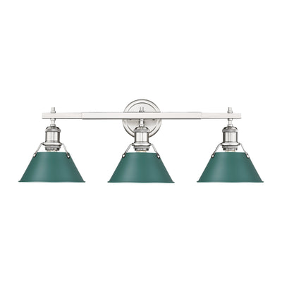 Yep by Golden Lighting Orwell 3-light Vanity in Pewter and Pine Green shade - - Golden Lighting