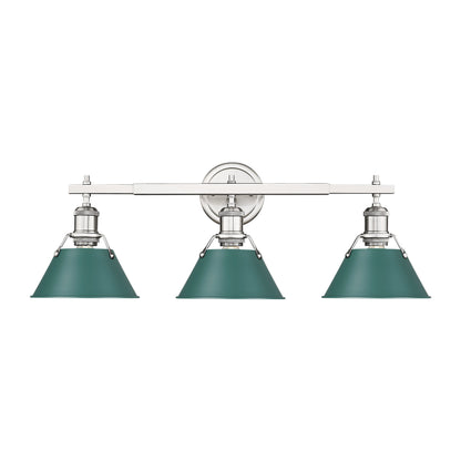 Yep by Golden Lighting Orwell 3-light Vanity in Pewter and Pine Green shade - - Golden Lighting