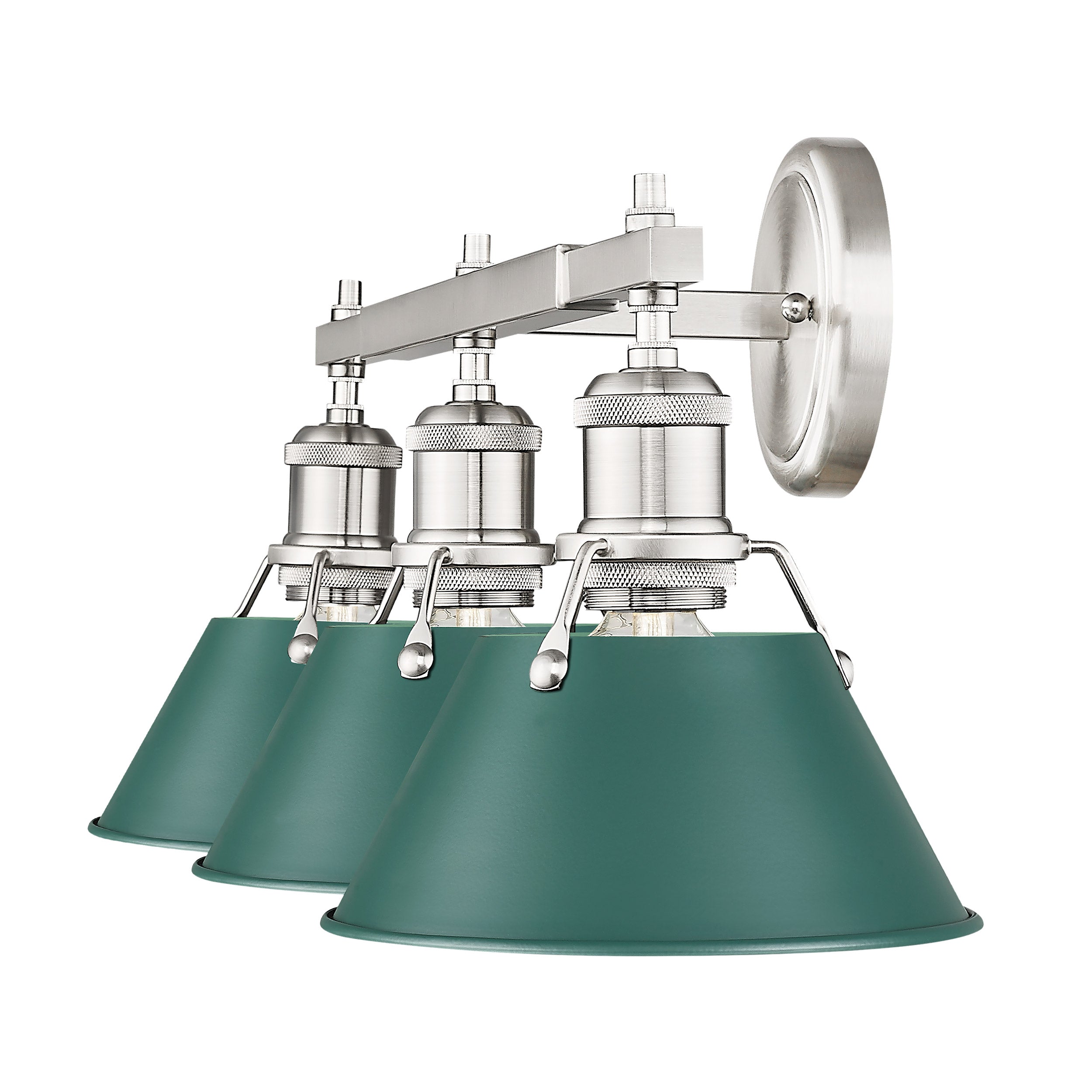 Yep by Golden Lighting Orwell 3-light Vanity in Pewter and Pine Green shade - - Golden Lighting