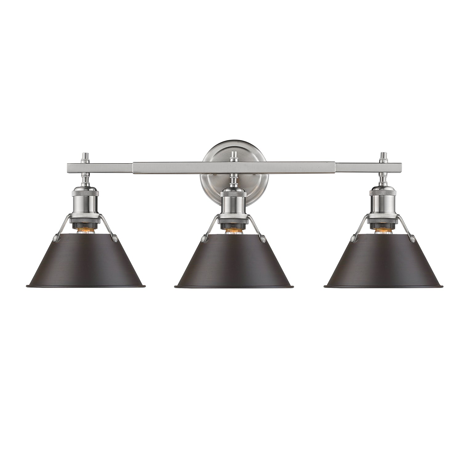 Yep by Golden Lighting Orwell 3-light Vanity in Pewter and Rubbed Bronze shade - - Golden Lighting