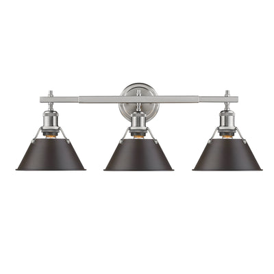 Yep by Golden Lighting Orwell 3-light Vanity in Pewter and Rubbed Bronze shade - - Golden Lighting