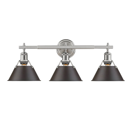 Yep by Golden Lighting Orwell 3-light Vanity in Pewter and Rubbed Bronze shade - - Golden Lighting