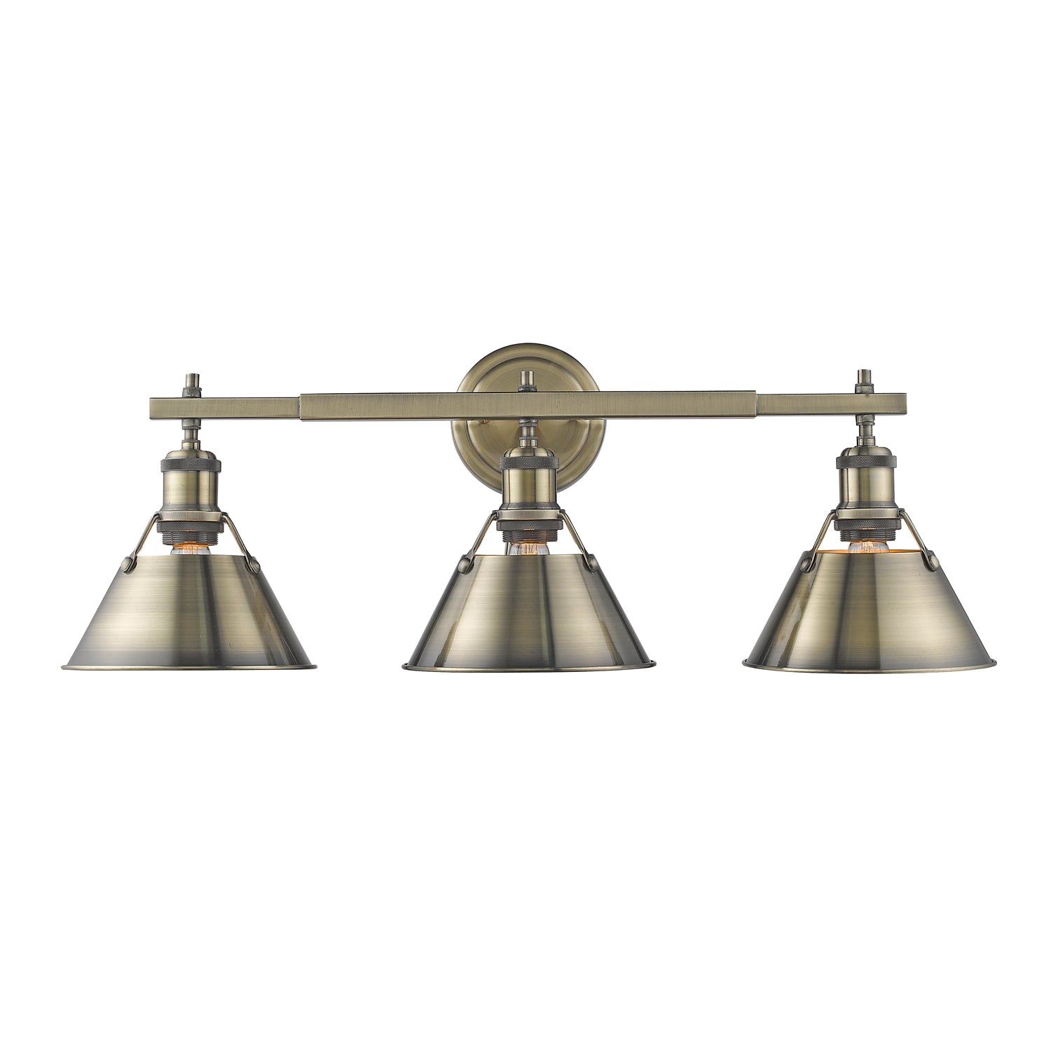 Orwell 3-Light Vanity Light in Aged Brass - - Golden Lighting