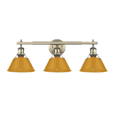 Yep by Golden Lighting Orwell 3-light Vanity in Aged Brass and Auric Yellow shade - Default Title - Golden Lighting
