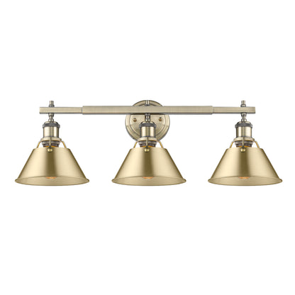 Orwell 3-Light Vanity Light in Aged Brass with Brushed Champagne Bronze - - Golden Lighting