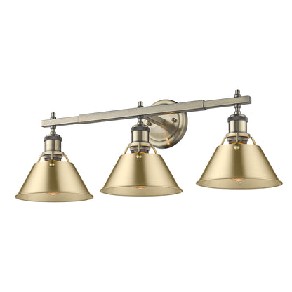 Orwell 3-Light Vanity Light in Aged Brass with Brushed Champagne Bronze - Default Title - Golden Lighting