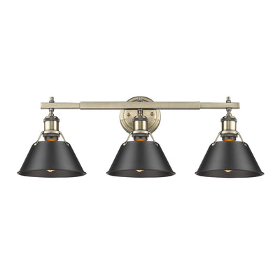 Yep by Golden Lighting Orwell 3-light Vanity in Aged Brass and Matte Black shade - Default Title - Golden Lighting