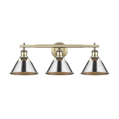 Yep by Golden Lighting Orwell 3-light Vanity in Aged Brass and Chrome shade - Default Title - Golden Lighting