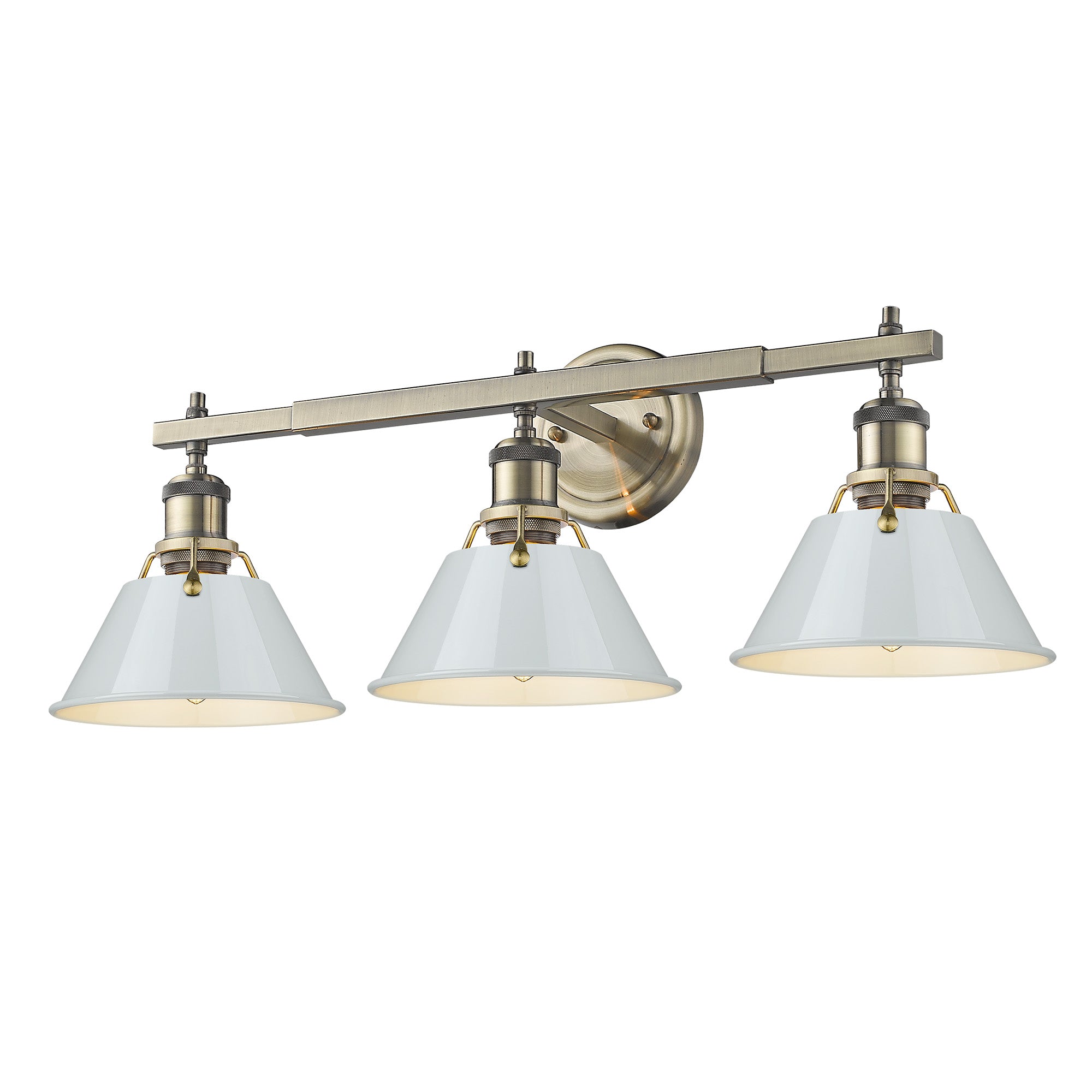Orwell 3-Light Vanity Light in Aged Brass with Dusky Blue - Default Title - Golden Lighting