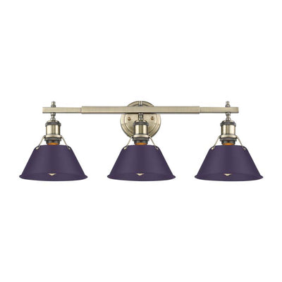 Yep by Golden Lighting Orwell 3-light Vanity in Aged Brass and Exotic Purple shade - Default Title - Golden Lighting