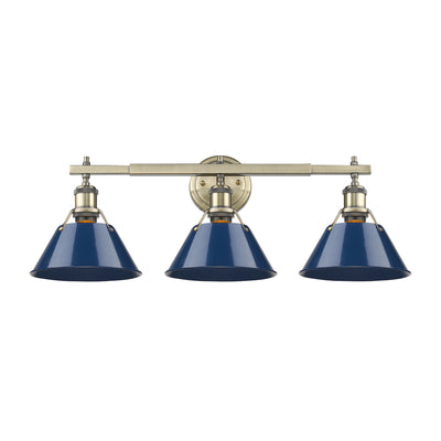 Yep by Golden Lighting Orwell 3-light Vanity in Aged Brass and Navy Blue shade - Default Title - Golden Lighting