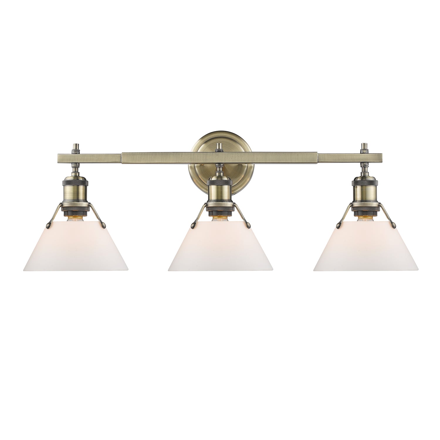 Orwell 3-Light Vanity Light in Aged Brass with Opal Glass - - Golden Lighting