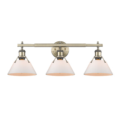 Yep by Golden Lighting Orwell 3-light Vanity in Aged Brass and Opal Glass - Default Title - Golden Lighting